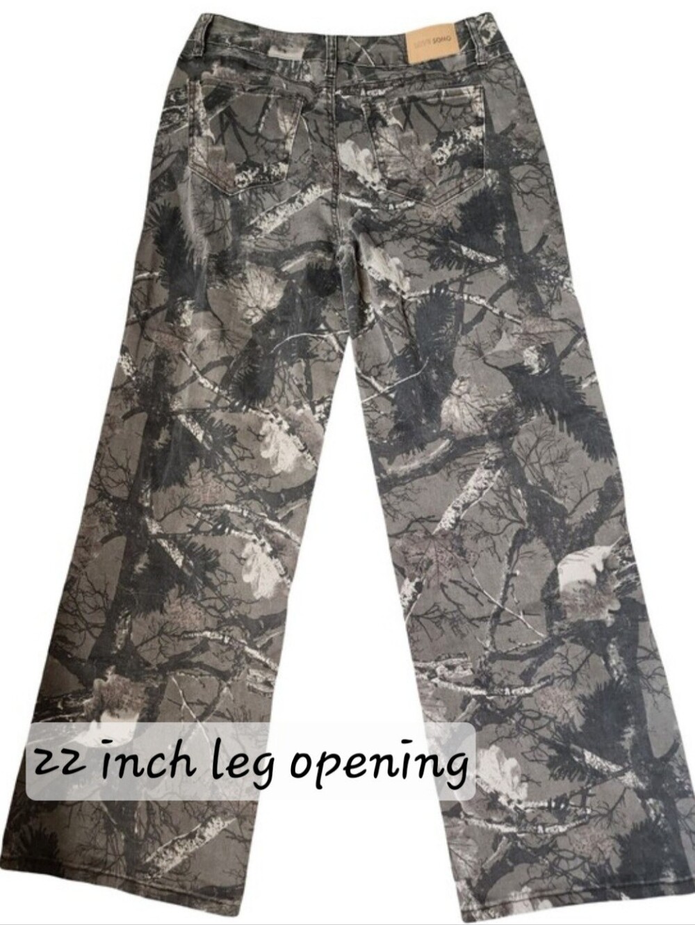 LOVE SOHO Y2K Baggy Camo Ultra Wide Leg Jeans Grey Tree Camouflage Pants Sz 13